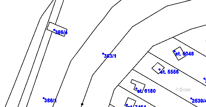 Parcela st. 383/1 v KÚ Miňůvky, Katastrální mapa