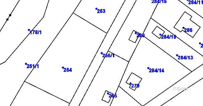 Parcela st. 256/1 v KÚ Miňůvky, Katastrální mapa