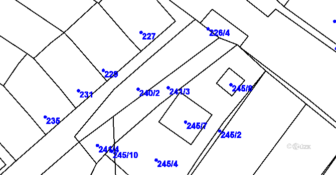 Parcela st. 241/3 v KÚ Miňůvky, Katastrální mapa
