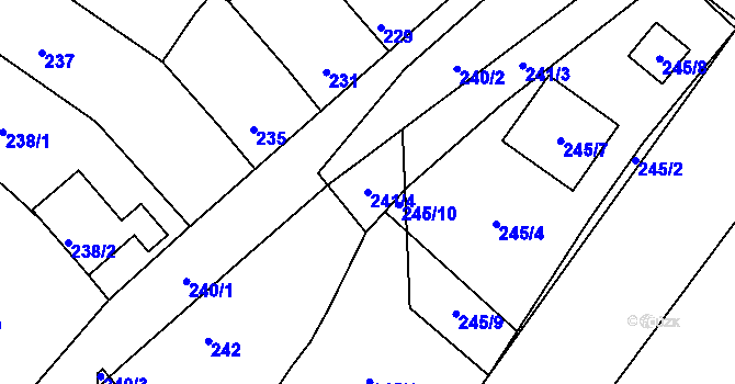 Parcela st. 241/4 v KÚ Miňůvky, Katastrální mapa