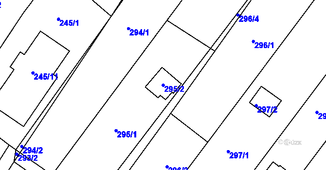 Parcela st. 295/2 v KÚ Miňůvky, Katastrální mapa