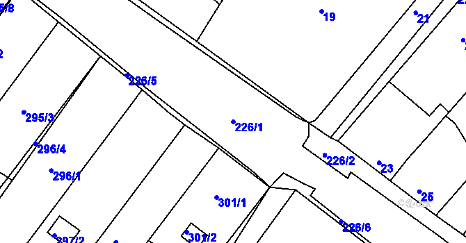 Parcela st. 226/1 v KÚ Miňůvky, Katastrální mapa
