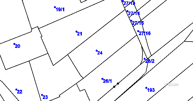 Parcela st. 24 v KÚ Postoupky, Katastrální mapa