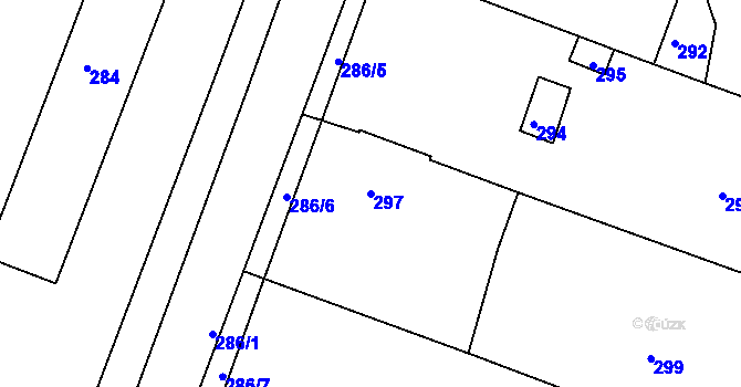 Parcela st. 297 v KÚ Postoupky, Katastrální mapa