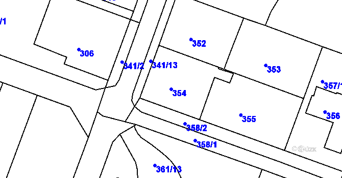 Parcela st. 354 v KÚ Postoupky, Katastrální mapa