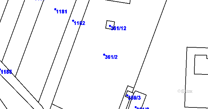 Parcela st. 361/2 v KÚ Postoupky, Katastrální mapa