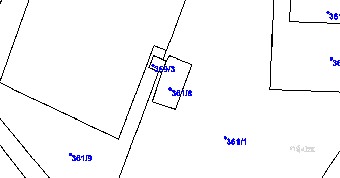 Parcela st. 361/8 v KÚ Postoupky, Katastrální mapa