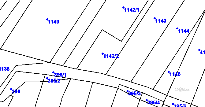 Parcela st. 1142/2 v KÚ Postoupky, Katastrální mapa
