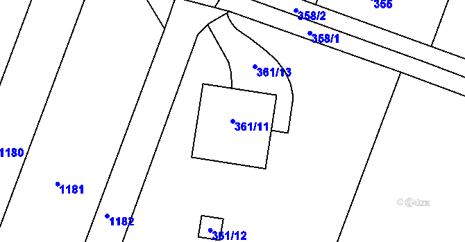 Parcela st. 361/11 v KÚ Postoupky, Katastrální mapa