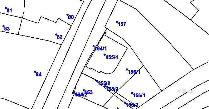 Parcela st. 155/4 v KÚ Postoupky, Katastrální mapa