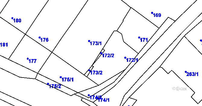 Parcela st. 172/2 v KÚ Postoupky, Katastrální mapa