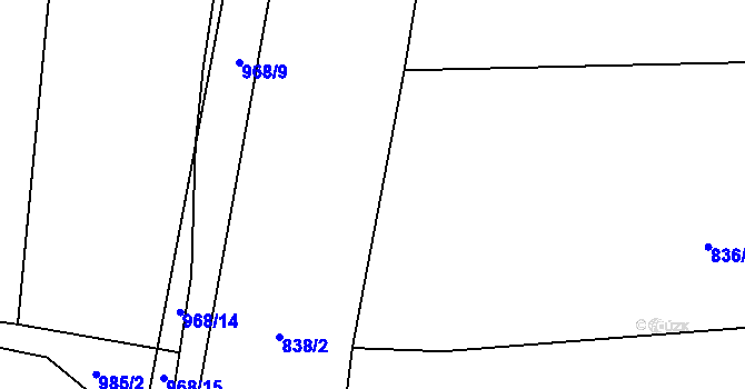 Parcela st. 836/2 v KÚ Postřekov, Katastrální mapa