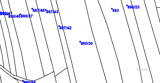 Parcela st. 890/30 v KÚ Postřekov, Katastrální mapa