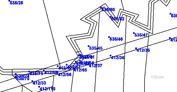Parcela st. 535/45 v KÚ Postřekov, Katastrální mapa