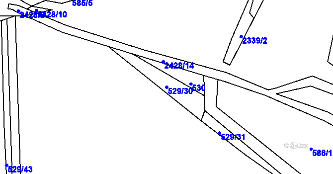 Parcela st. 529/30 v KÚ Postřekov, Katastrální mapa