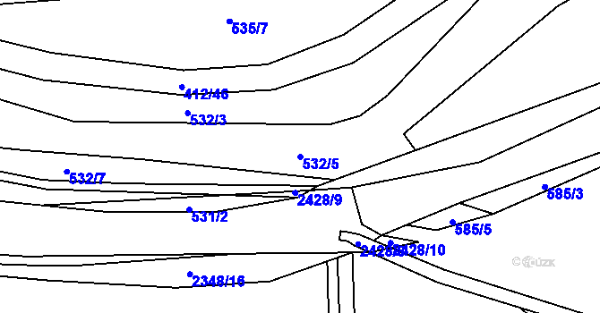 Parcela st. 532/5 v KÚ Postřekov, Katastrální mapa