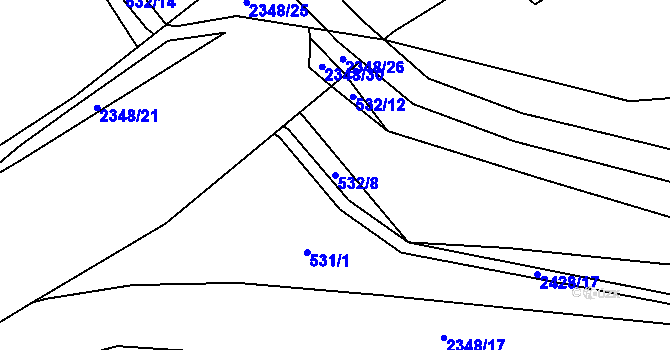 Parcela st. 532/8 v KÚ Postřekov, Katastrální mapa