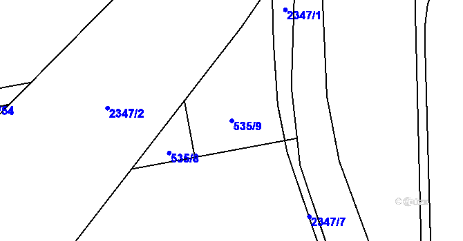 Parcela st. 535/9 v KÚ Postřekov, Katastrální mapa