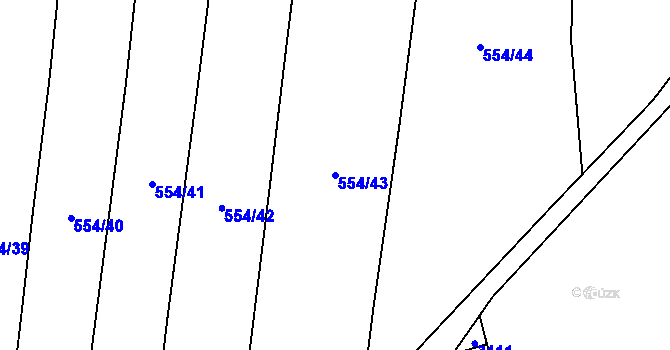 Parcela st. 554/43 v KÚ Postřekov, Katastrální mapa
