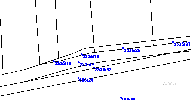 Parcela st. 2335/17 v KÚ Postřekov, Katastrální mapa