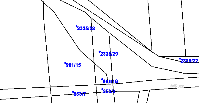 Parcela st. 2335/29 v KÚ Postřekov, Katastrální mapa