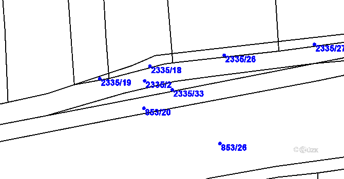 Parcela st. 2335/33 v KÚ Postřekov, Katastrální mapa