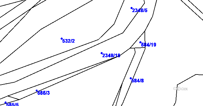 Parcela st. 2348/18 v KÚ Postřekov, Katastrální mapa