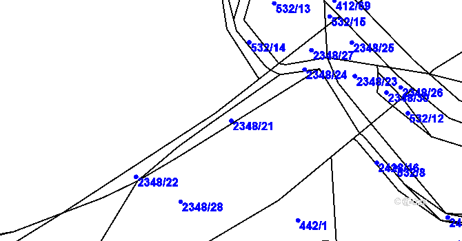 Parcela st. 2348/21 v KÚ Postřekov, Katastrální mapa