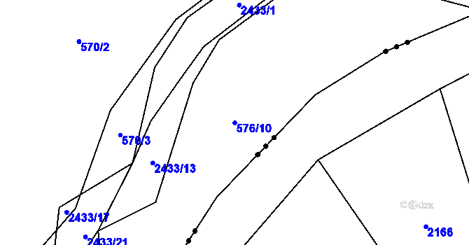 Parcela st. 576/10 v KÚ Postřekov, Katastrální mapa