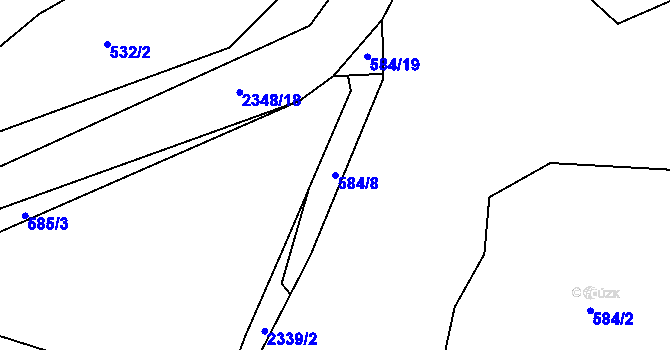 Parcela st. 584/8 v KÚ Postřekov, Katastrální mapa