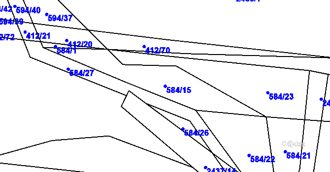 Parcela st. 584/15 v KÚ Postřekov, Katastrální mapa