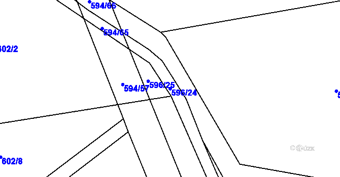 Parcela st. 596/24 v KÚ Postřekov, Katastrální mapa
