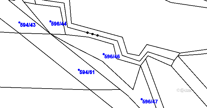Parcela st. 596/46 v KÚ Postřekov, Katastrální mapa