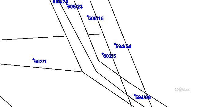 Parcela st. 602/5 v KÚ Postřekov, Katastrální mapa