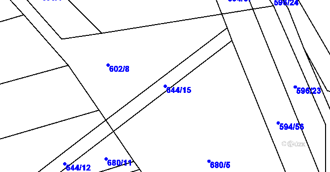 Parcela st. 644/15 v KÚ Postřekov, Katastrální mapa