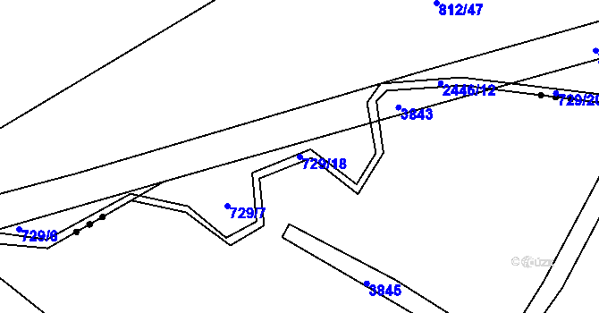 Parcela st. 729/18 v KÚ Postřekov, Katastrální mapa
