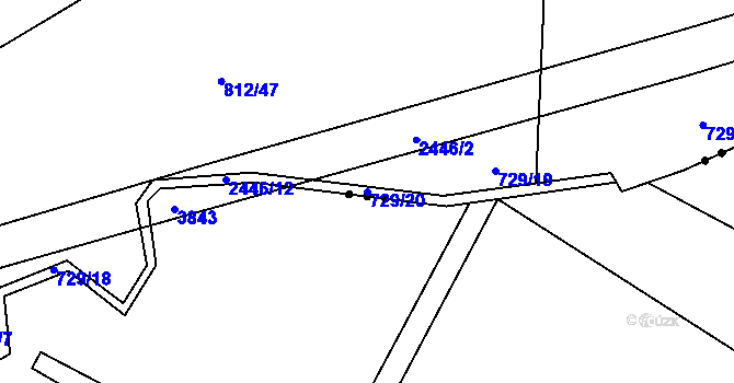 Parcela st. 729/20 v KÚ Postřekov, Katastrální mapa