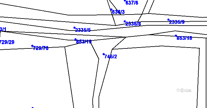 Parcela st. 746/2 v KÚ Postřekov, Katastrální mapa