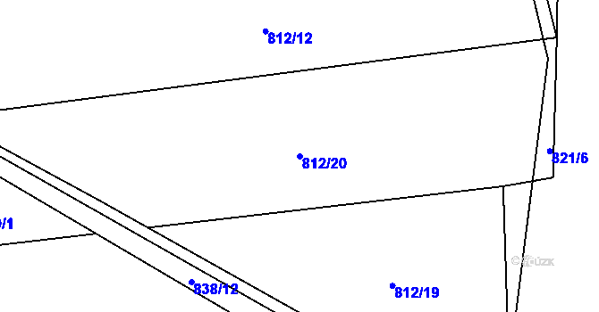 Parcela st. 812/20 v KÚ Postřekov, Katastrální mapa