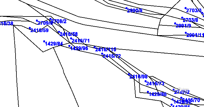 Parcela st. 2416/72 v KÚ Postřekov, Katastrální mapa