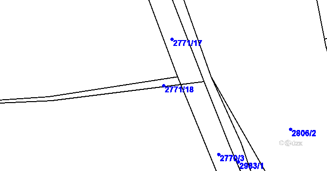 Parcela st. 2771/18 v KÚ Postřekov, Katastrální mapa