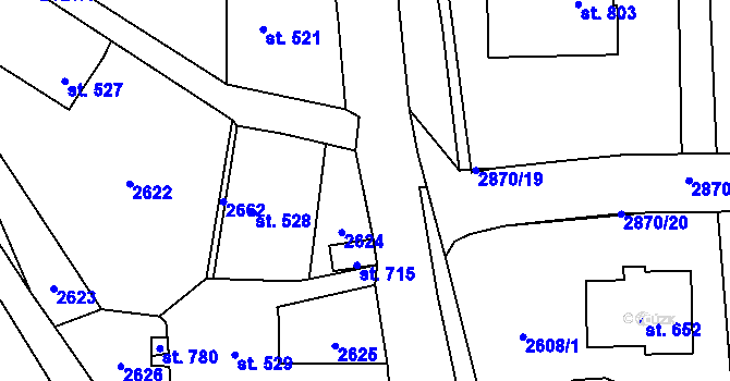 Parcela st. 2914/3 v KÚ Postřekov, Katastrální mapa