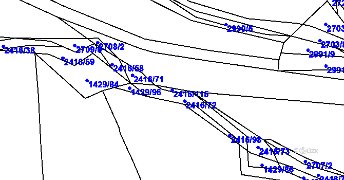 Parcela st. 2416/115 v KÚ Postřekov, Katastrální mapa