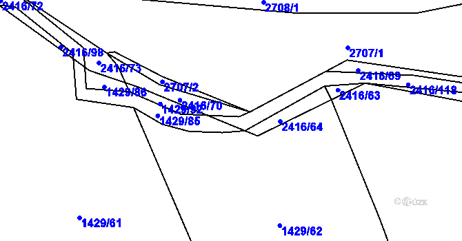 Parcela st. 2416/138 v KÚ Postřekov, Katastrální mapa