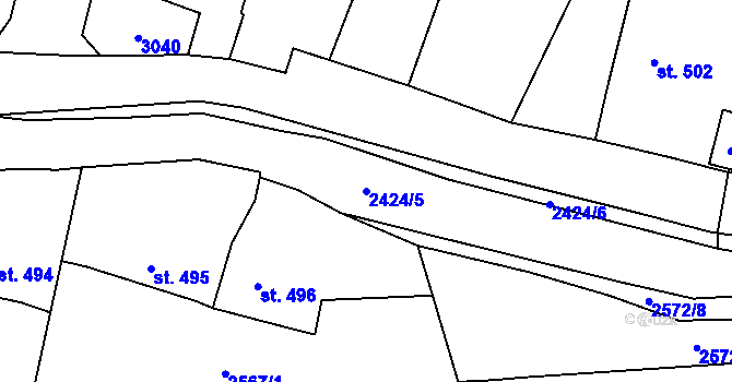 Parcela st. 2424/5 v KÚ Postřekov, Katastrální mapa