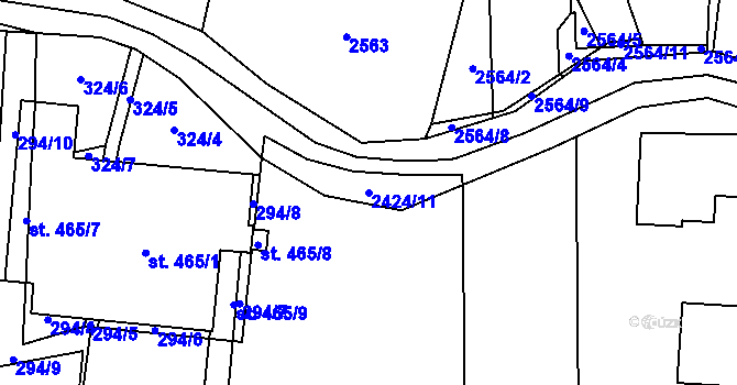 Parcela st. 2424/11 v KÚ Postřekov, Katastrální mapa
