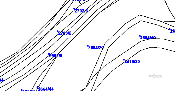 Parcela st. 2664/20 v KÚ Postřekov, Katastrální mapa