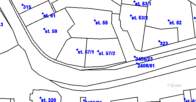Parcela st. 57/2 v KÚ Postřekov, Katastrální mapa