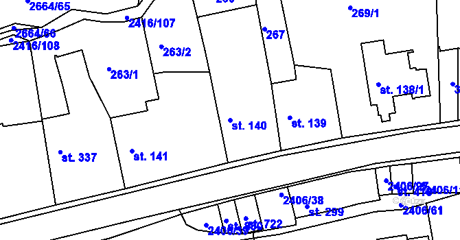 Parcela st. 140 v KÚ Postřekov, Katastrální mapa