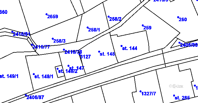 Parcela st. 145 v KÚ Postřekov, Katastrální mapa